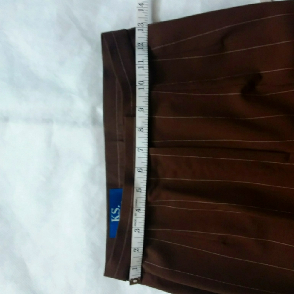 Blu's brown pin striped pant suit